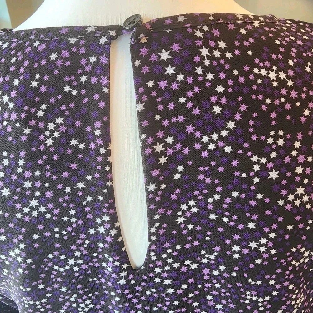 Michael Kors Blouse Top Womens Small Purple White Sheer Romantic Boho Girly Fall